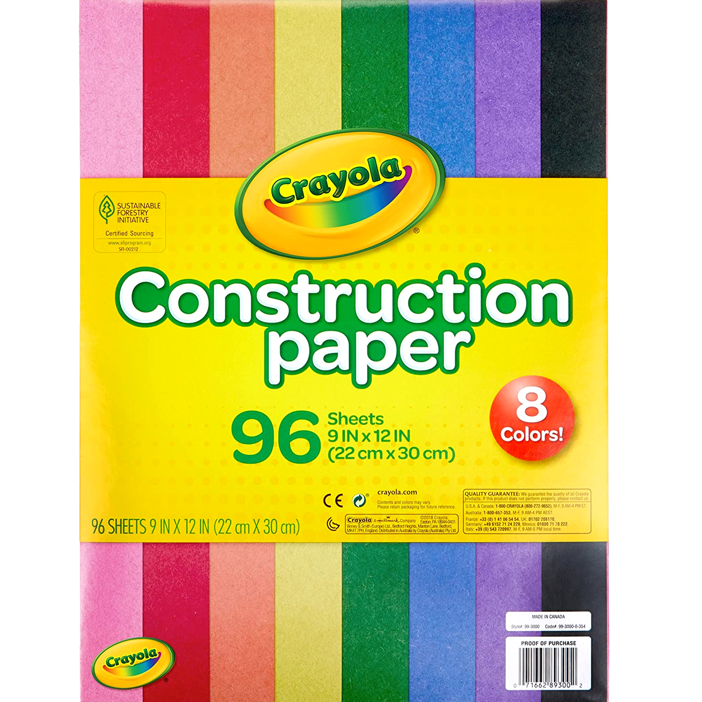 Crayola Construction Paper 96 Sheets 9×12 -99-3000